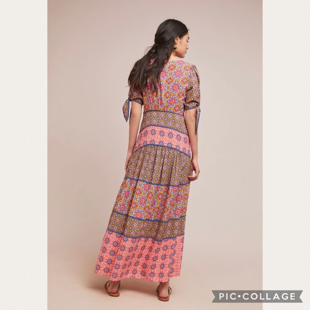 Anthropologie Maeve Eder Tiered Maxi Dress in Coral - Picture 2 of 10